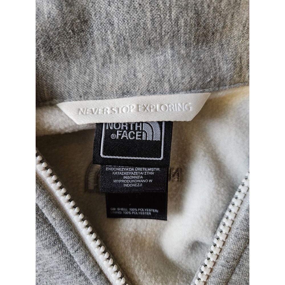 The North Face Women's Small Gray Full Zip Fleece Jacket Tie Waist Mock Neck - Picture 4 of 13
